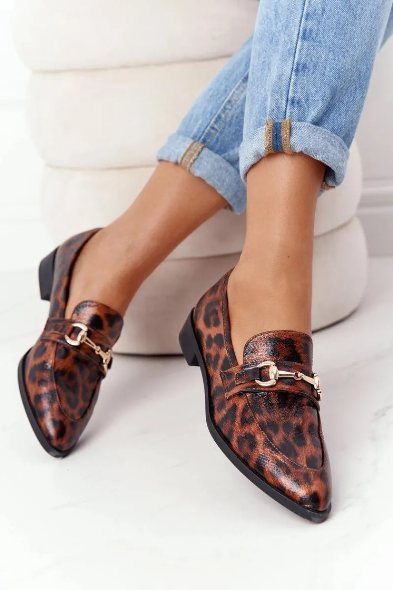 Clearance Damskie buty S.Barski Eleganckie Damskie Mokasyny S.Barski Leopard