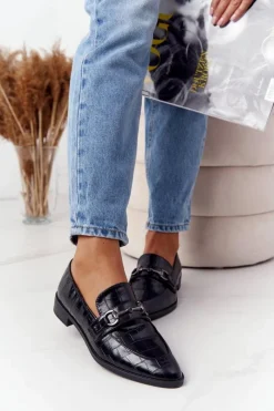 Mokasyny Damskie Skórzane>Damskie buty S.Barski Eleganckie Damskie Mokasyny S.Barski Czarne