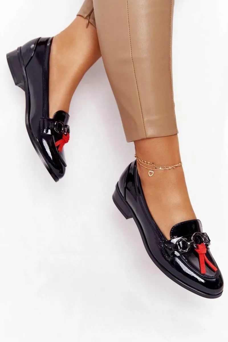 New Eleganckie Damskie Mokasyny Vinceza 10585 Lakierowane Czarne Damskie Mokasyny Damskie Lakierowane