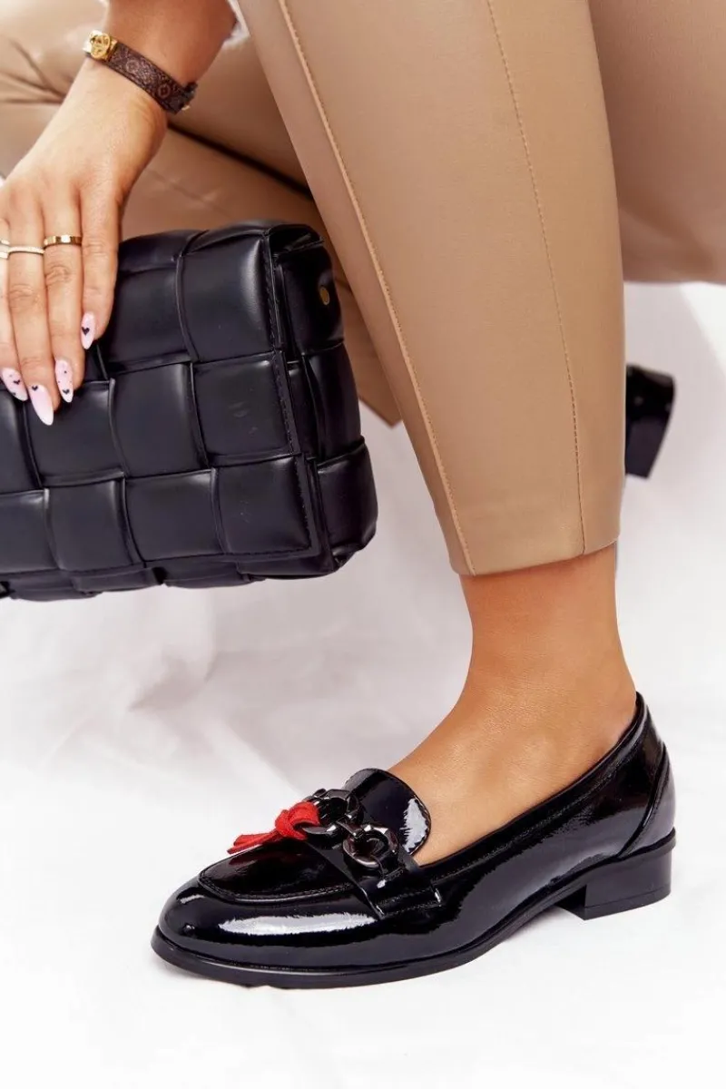 New Eleganckie Damskie Mokasyny Vinceza 10585 Lakierowane Czarne Damskie Mokasyny Damskie Lakierowane