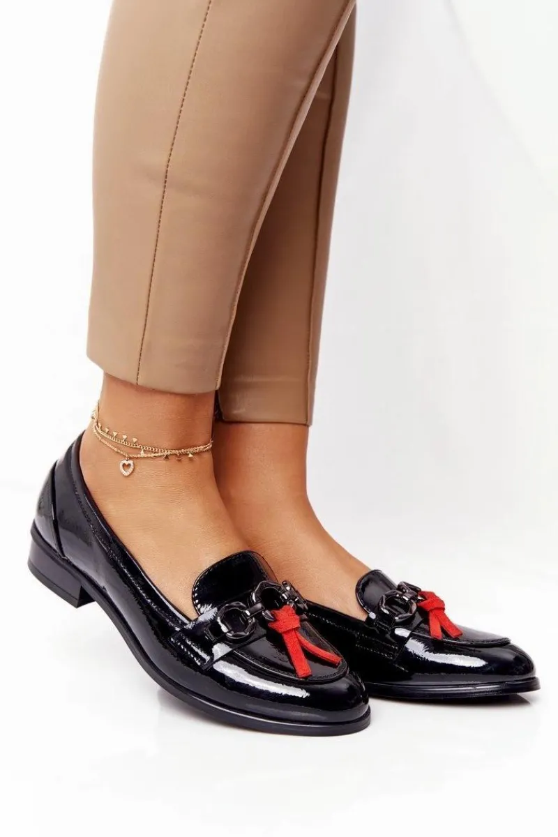 New Eleganckie Damskie Mokasyny Vinceza 10585 Lakierowane Czarne Damskie Mokasyny Damskie Lakierowane