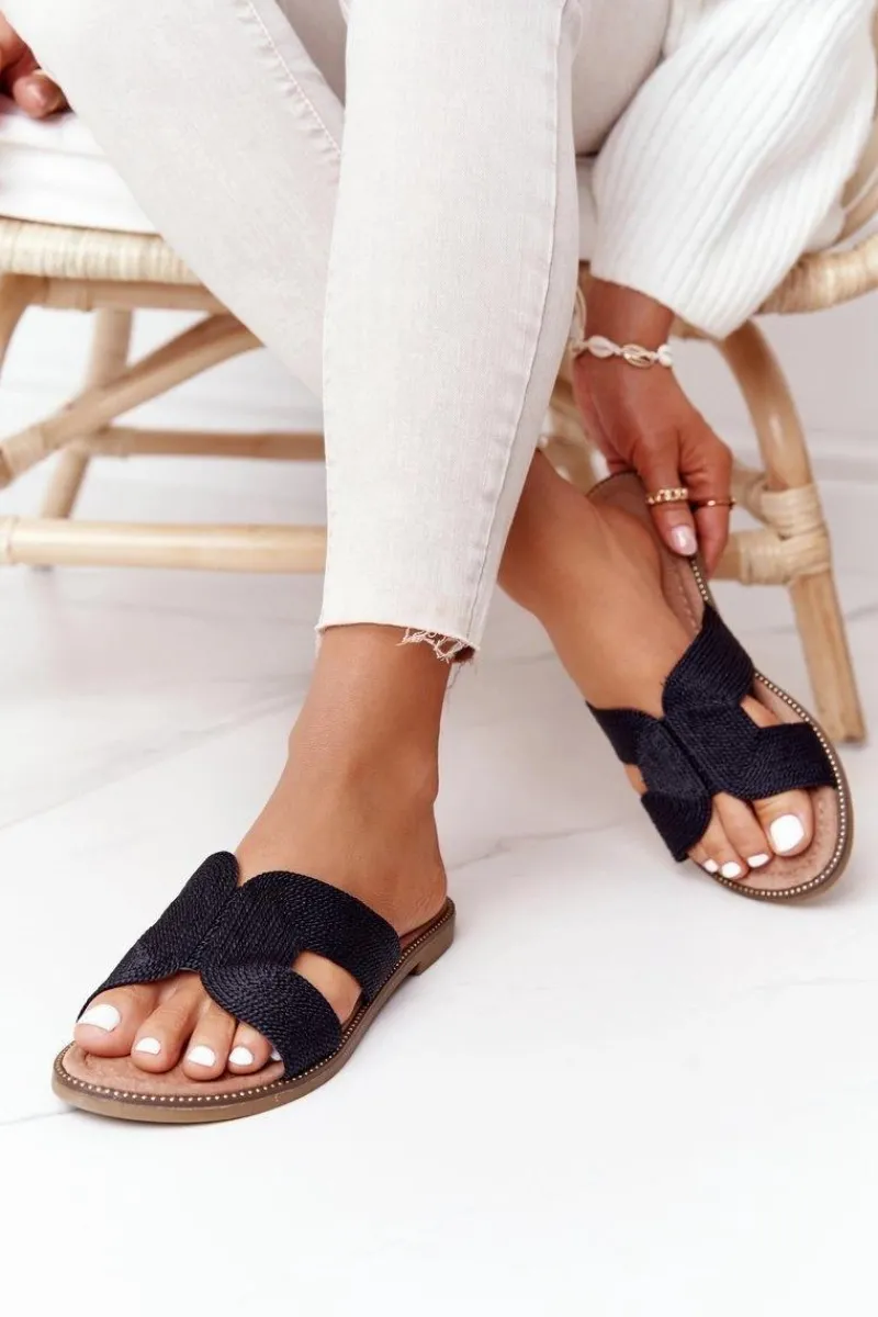 Klapki Damskie Klasyczne>Damskie buty S.Barski Eleganckie Klapki Damskie S.Barski Czarne