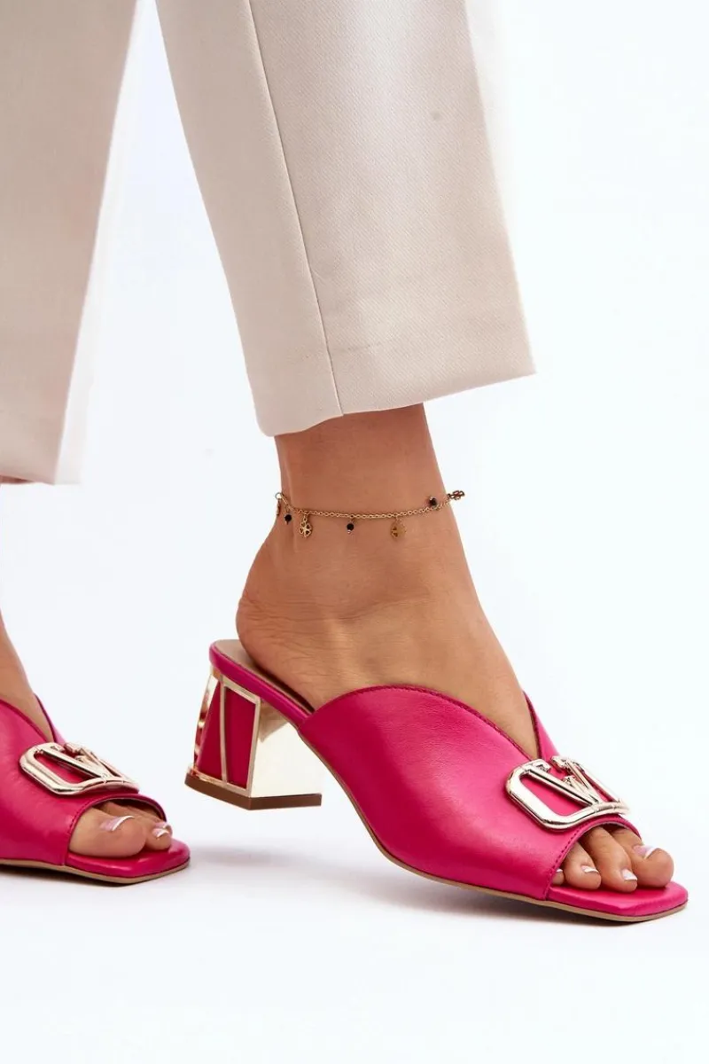 Klapki Na Obcasie|Klapki Damskie Klasyczne>Laura Messi Eleganckie Klapki Damskie Na Obcasie 2771 Fuksja