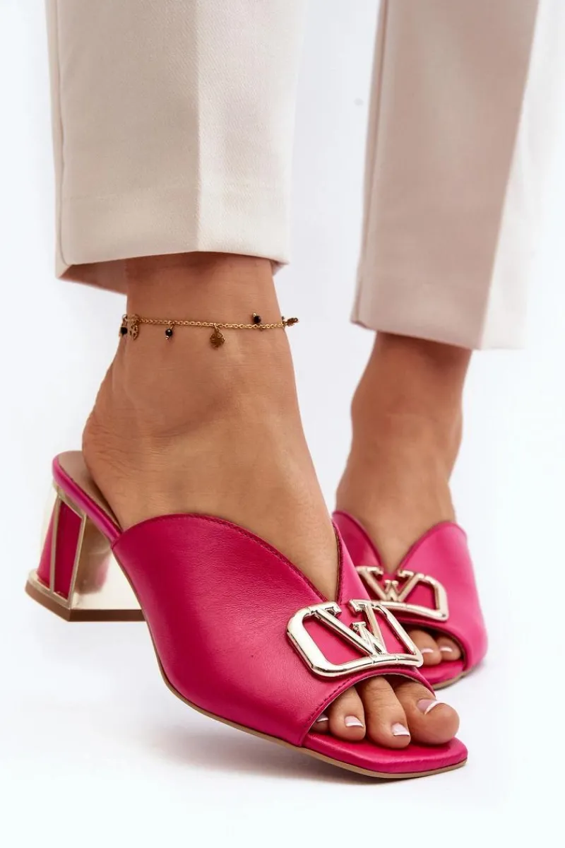 Klapki Na Obcasie|Klapki Damskie Klasyczne>Laura Messi Eleganckie Klapki Damskie Na Obcasie 2771 Fuksja