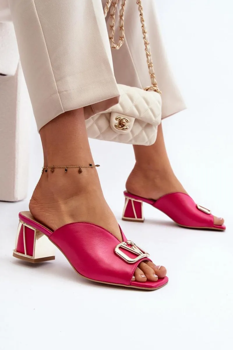 Klapki Na Obcasie|Klapki Damskie Klasyczne>Laura Messi Eleganckie Klapki Damskie Na Obcasie 2771 Fuksja