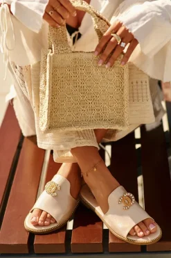 Eleganckie Klapki Damskie Błyszczące Z Ozdobą S.Barski KV27-050 Złote Damskie Klapki Damskie Klasyczne