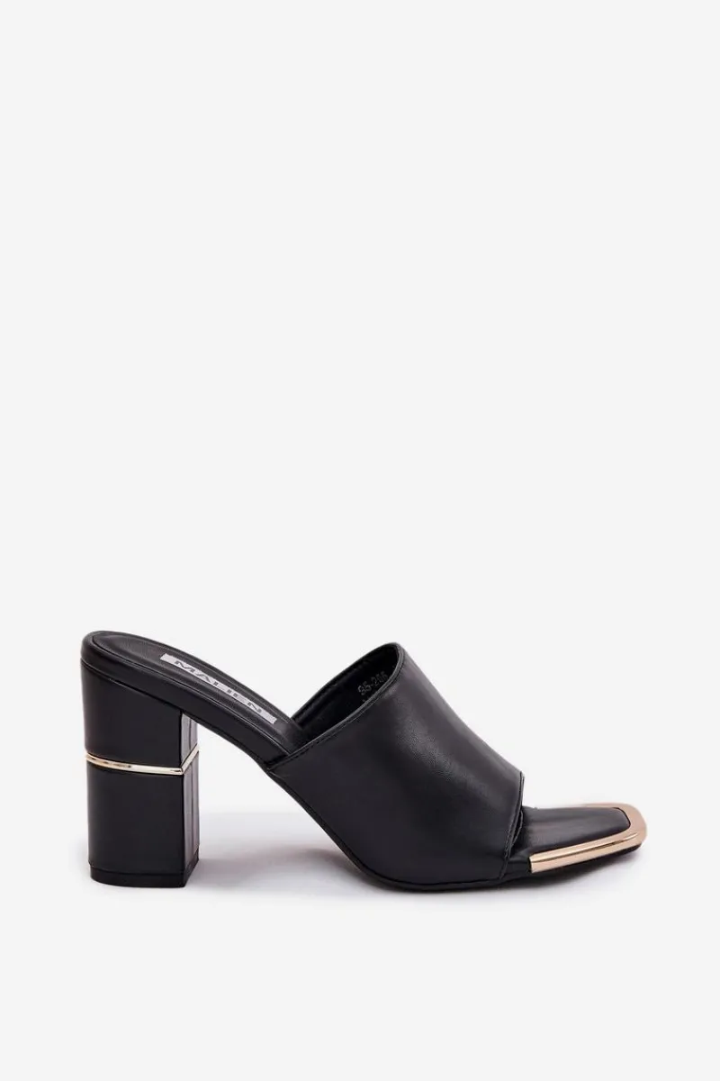 Klapki Na Obcasie|Klapki Damskie Klasyczne>Boto Eleganckie Klapki Damskie Na Słupku Czarne Raiza