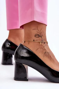 Discount Eleganckie Lakierowane Czółenka Na Słupku Czarne Emma Damskie Czółenka Na Słupku|Czółenka Klasyczne