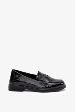 Discount Eleganckie Lakierowane Mokasyny Damskie Z Naturalnej Skóry Vinceza 18100 Czarne Damskie Loafersy Damskie|Mokasyny Płaskie