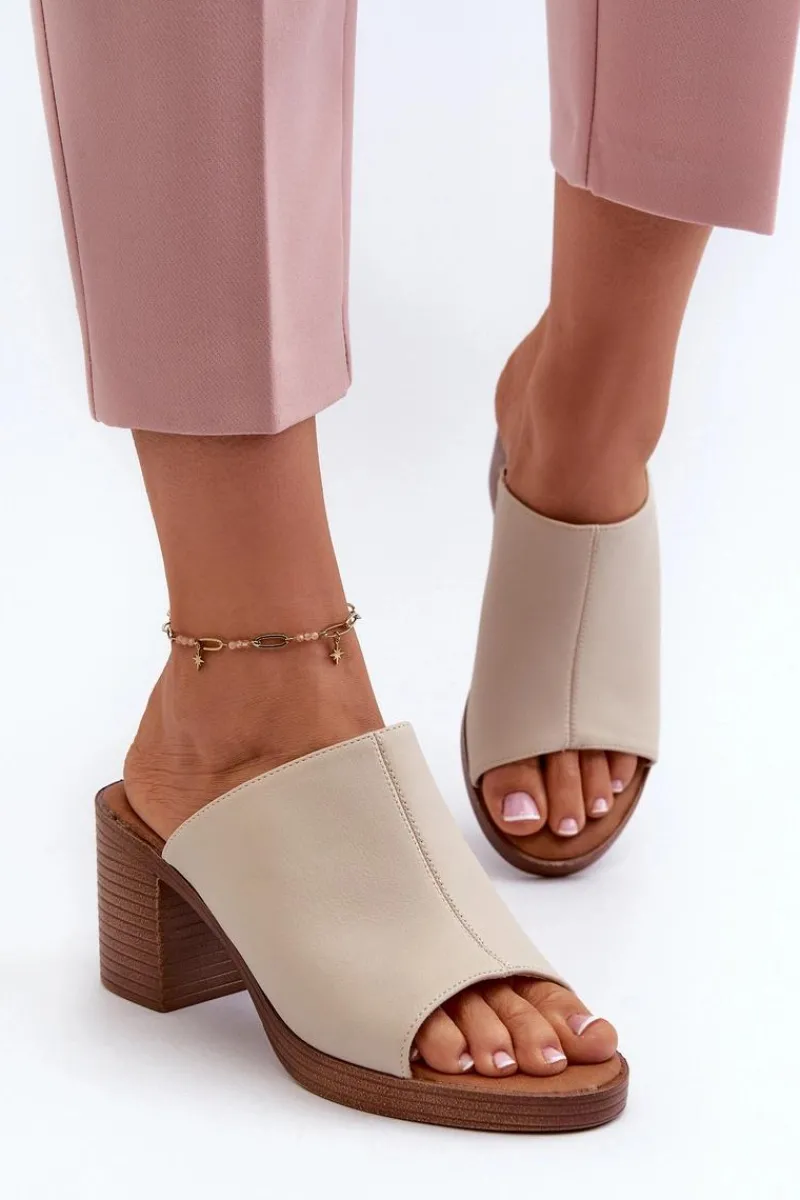 Klapki Na Obcasie|Klapki Damskie Klasyczne>Evento Eleganckie Lekkie Klapki Damskie Na Obcasie Beżowe Varnila Brązowy