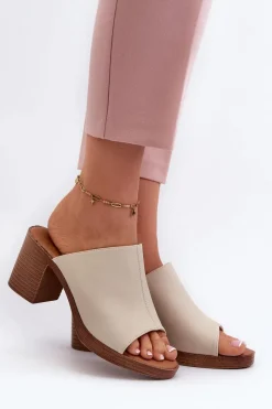 Klapki Na Obcasie|Klapki Damskie Klasyczne>Evento Eleganckie Lekkie Klapki Damskie Na Obcasie Beżowe Varnila Brązowy