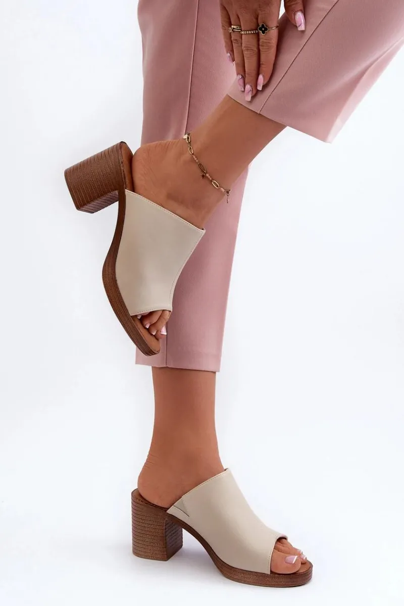 Klapki Na Obcasie|Klapki Damskie Klasyczne>Evento Eleganckie Lekkie Klapki Damskie Na Obcasie Beżowe Varnila Brązowy