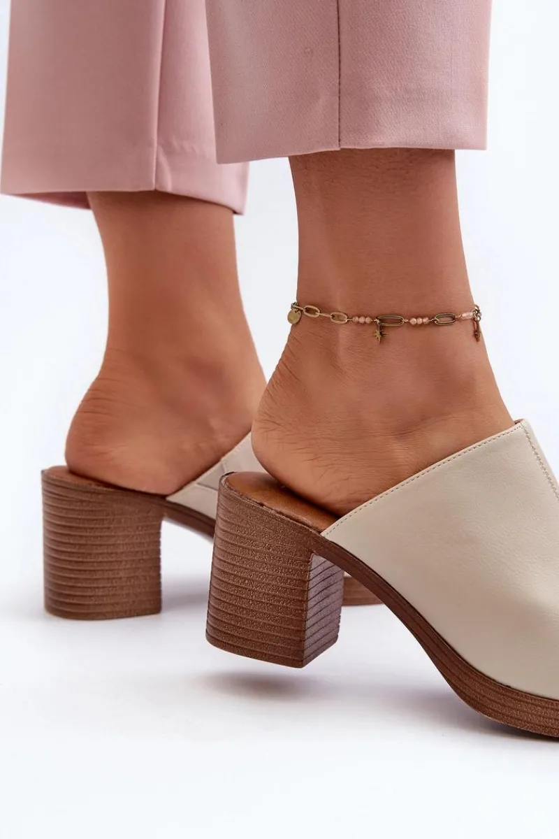 Klapki Na Obcasie|Klapki Damskie Klasyczne>Evento Eleganckie Lekkie Klapki Damskie Na Obcasie Beżowe Varnila Brązowy