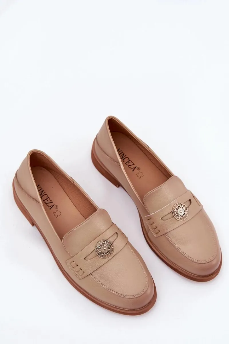 Outlet Eleganckie Mokasyny Damskie Z Naturalnej Skóry Vinceza 18100 Beżowe Damskie Loafersy Damskie|Mokasyny Płaskie