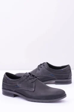 Best Boto Eleganckie Męskie Skórzane Półbuty Czarne Santiago