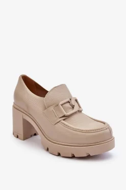 Boto Eleganckie Półbuty Na Słupku Z Ozdobą Beżowe Lemar Harmell