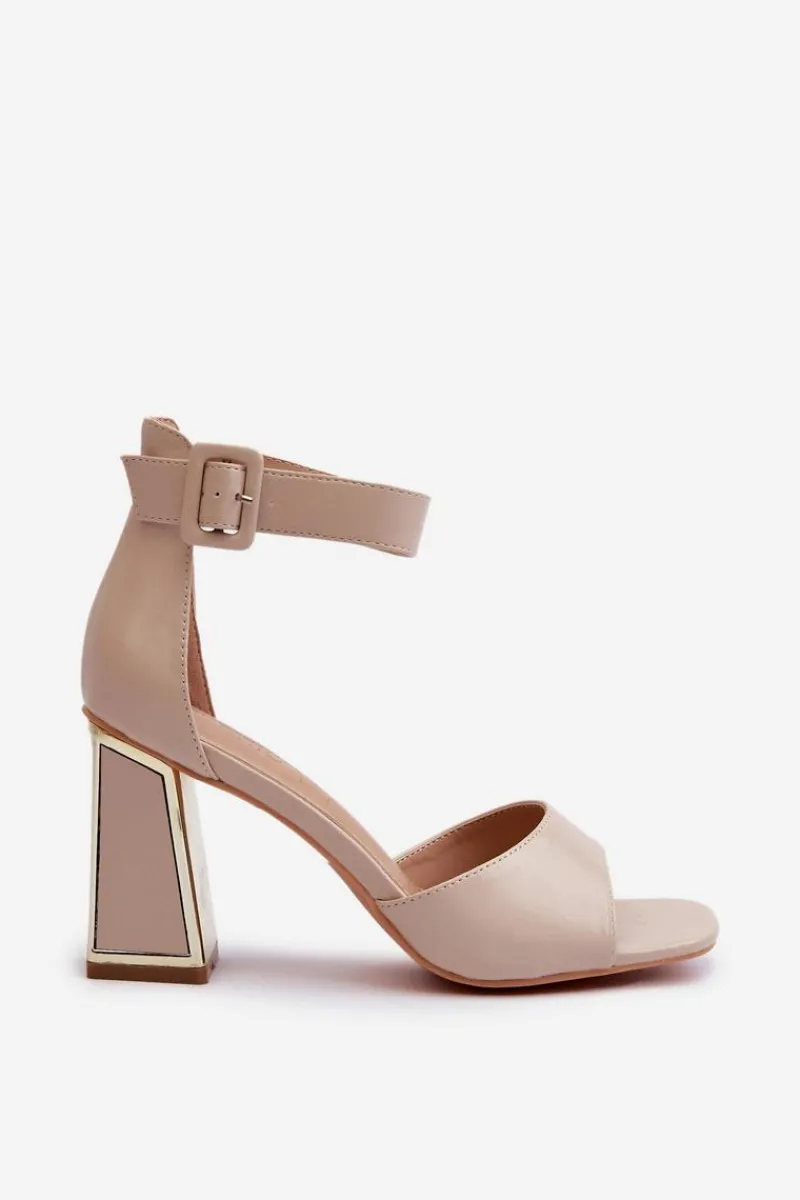 Best Eleganckie Sandały Damskie Na Słupku Beżowe Rosazara Damskie Sandały Na Słupku|Sandały Na Obcasie