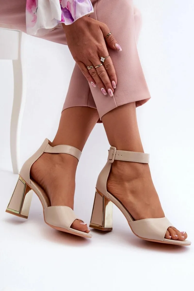 Best Eleganckie Sandały Damskie Na Słupku Beżowe Rosazara Damskie Sandały Na Słupku|Sandały Na Obcasie