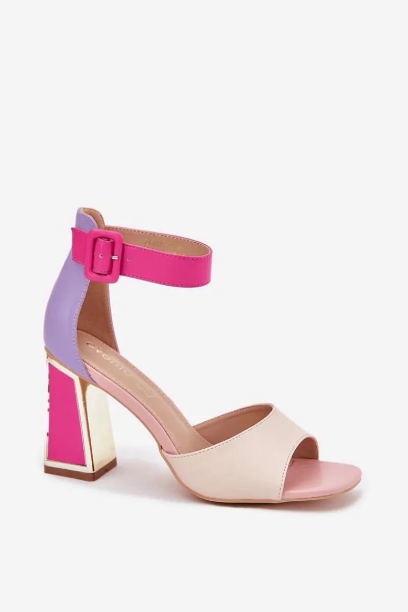 Hot Eleganckie Sandały Damskie Na Słupku Beżowo-Różowe Rosazara Damskie Sandały Na Obcasie|Sandały Na Słupku