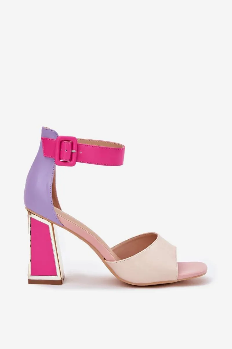 Hot Eleganckie Sandały Damskie Na Słupku Beżowo-Różowe Rosazara Damskie Sandały Na Obcasie|Sandały Na Słupku