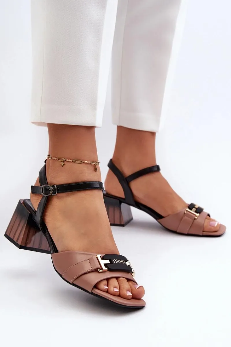 Sandały Na Obcasie>Buty damskie Vinceza Eleganckie Sandały Damskie Na Obcasie Klocku Różowe Natissa