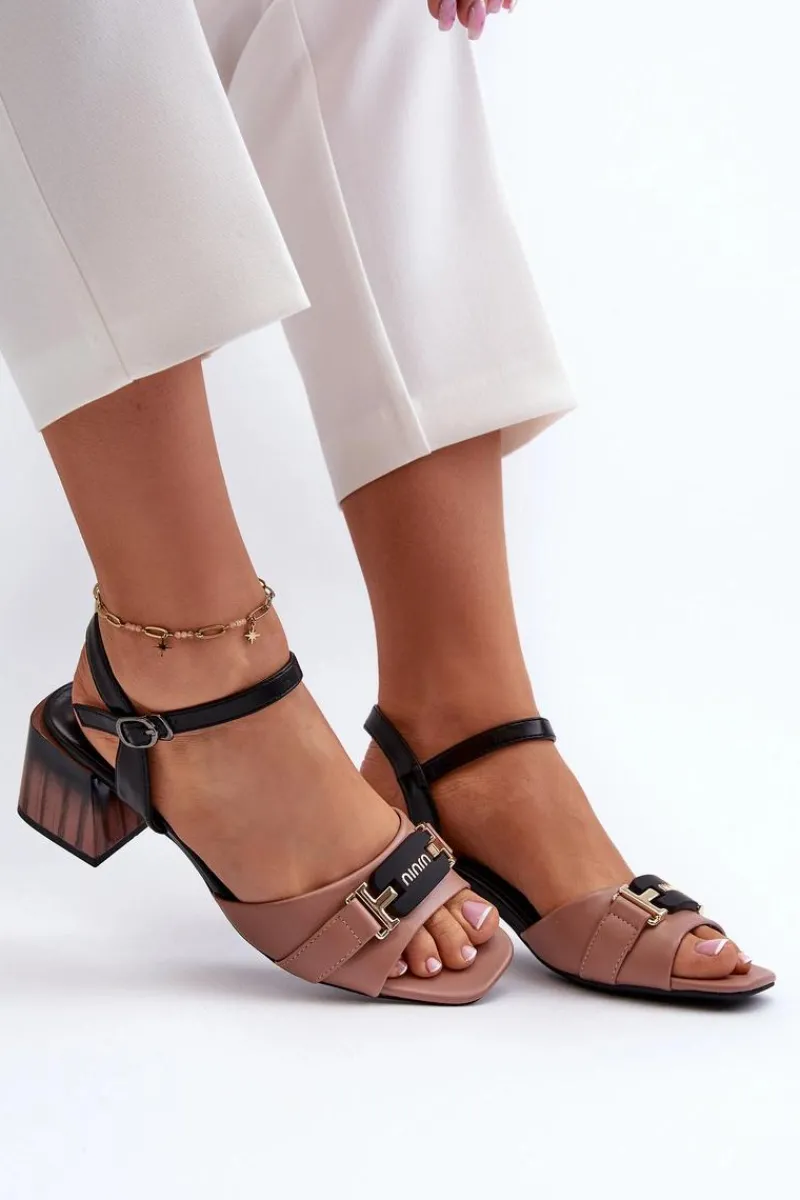 Sandały Na Obcasie>Buty damskie Vinceza Eleganckie Sandały Damskie Na Obcasie Klocku Różowe Natissa