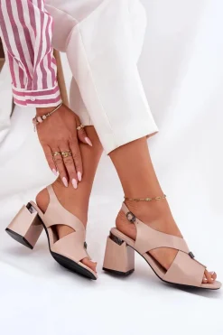 Hot Buty damskie Vinceza Eleganckie Sandały Damskie Na Słupku Vinceza 62238 Beżowe Beżowy