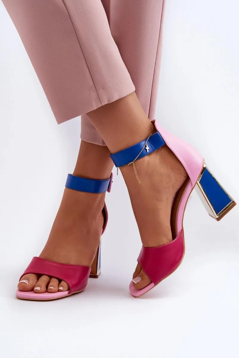 Sandały Na Słupku|Sandały Na Obcasie>Evento Eleganckie Sandały Damskie Na Słupku Różowe Rosazara