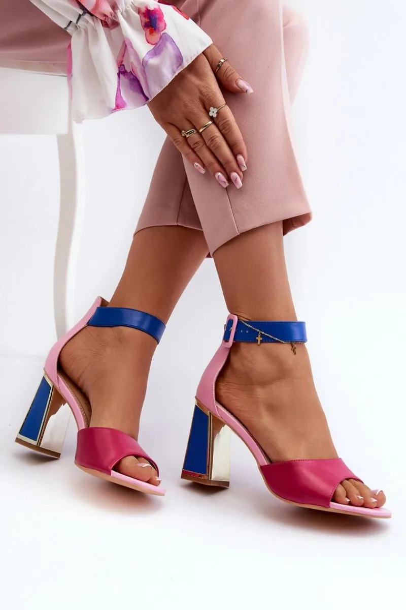 Sandały Na Słupku|Sandały Na Obcasie>Evento Eleganckie Sandały Damskie Na Słupku Różowe Rosazara