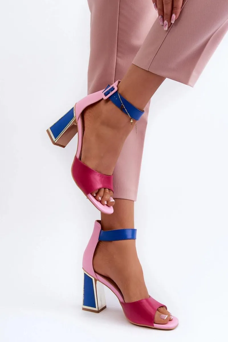 Sandały Na Słupku|Sandały Na Obcasie>Evento Eleganckie Sandały Damskie Na Słupku Różowe Rosazara