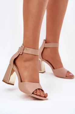 Best Eleganckie Sandały Damskie Na Słupku Nude Rosazara Damskie Sandały Na Słupku|Sandały Na Obcasie
