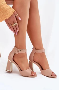 Best Eleganckie Sandały Damskie Na Słupku Nude Rosazara Damskie Sandały Na Słupku|Sandały Na Obcasie