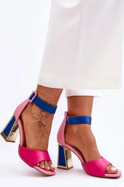 Discount Eleganckie Sandały Na Obcasie Różowo-Niebieskie Sorel Damskie Sandały Na Obcasie