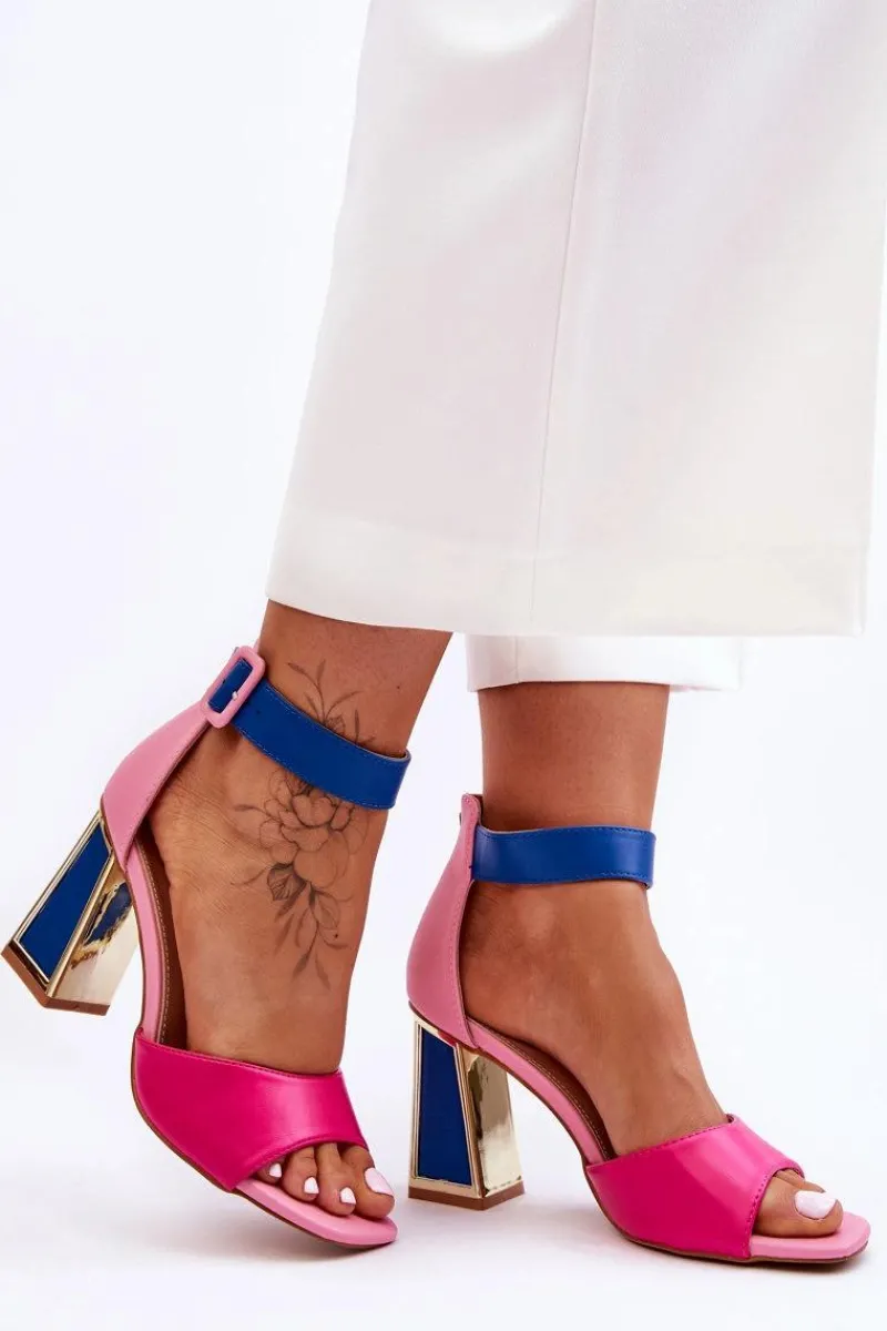 Discount Eleganckie Sandały Na Obcasie Różowo-Niebieskie Sorel Damskie Sandały Na Obcasie