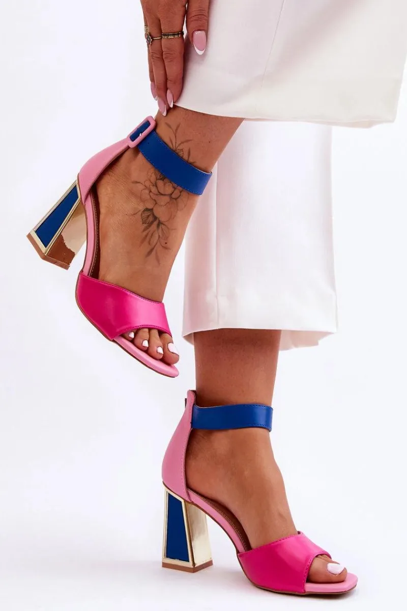 Discount Eleganckie Sandały Na Obcasie Różowo-Niebieskie Sorel Damskie Sandały Na Obcasie