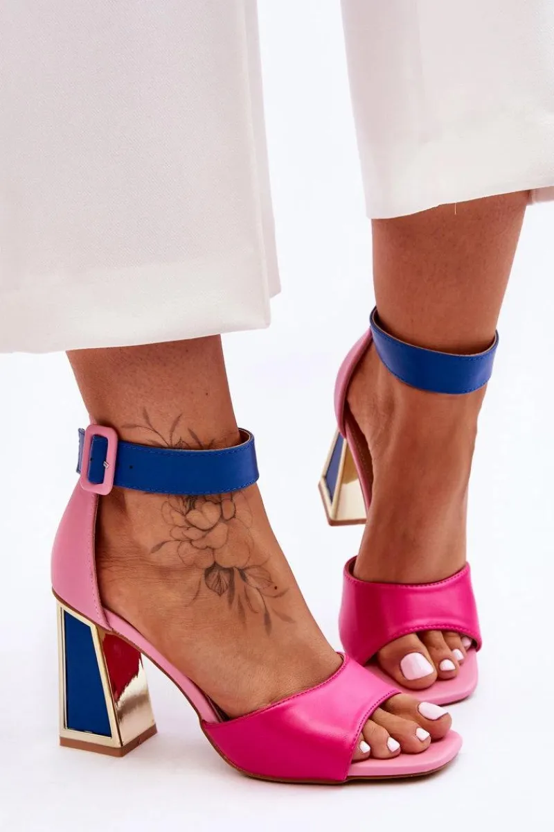 Discount Eleganckie Sandały Na Obcasie Różowo-Niebieskie Sorel Damskie Sandały Na Obcasie