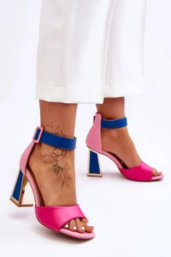 Discount Eleganckie Sandały Na Obcasie Różowo-Niebieskie Sorel Damskie Sandały Na Obcasie