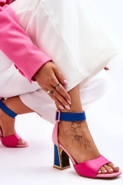Discount Eleganckie Sandały Na Obcasie Różowo-Niebieskie Sorel Damskie Sandały Na Obcasie