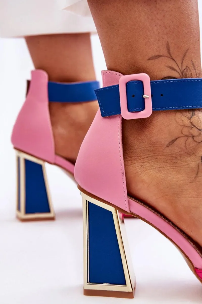 Discount Eleganckie Sandały Na Obcasie Różowo-Niebieskie Sorel Damskie Sandały Na Obcasie