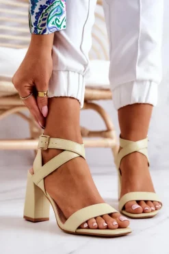 Discount Eleganckie Sandały Na Słupku Pastelowy Zielony Michele Damskie Sandały Na Obcasie