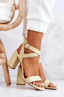 Discount Eleganckie Sandały Na Słupku Pastelowy Zielony Michele Damskie Sandały Na Obcasie