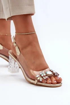 Sandały Na Słupku|Sandały Na Obcasie><noscript><img width=