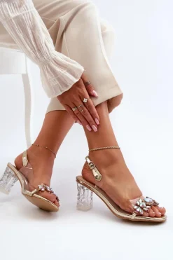 Sandały Na Słupku|Sandały Na Obcasie><noscript><img width=