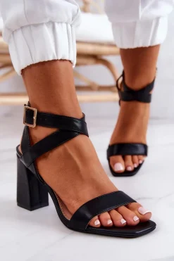 Discount Boto Eleganckie Sandały Na Słupku Czarne Michele