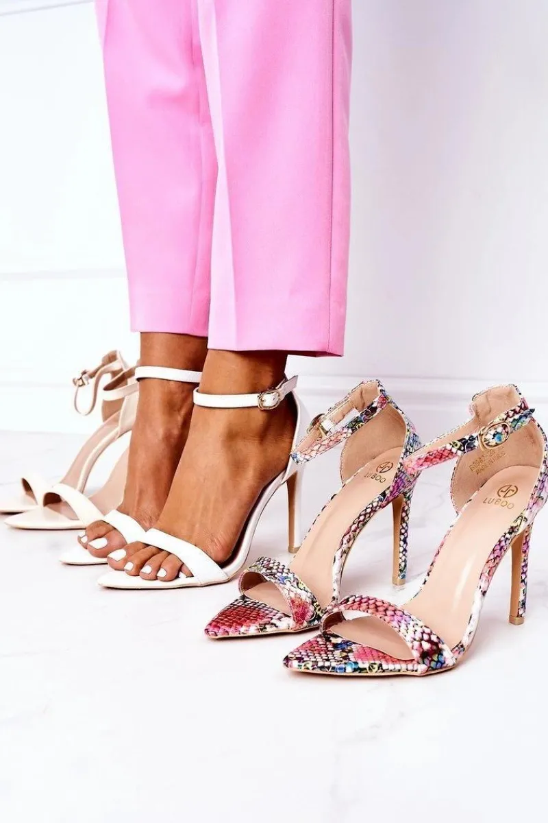 Eleganckie Sandały Na Szpilce Lu Boo Białe Damskie Sandały Na Obcasie