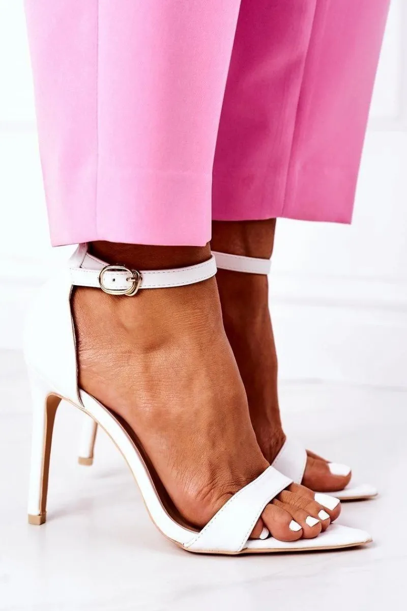 Eleganckie Sandały Na Szpilce Lu Boo Białe Damskie Sandały Na Obcasie