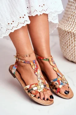 Sandały Płaskie><noscript><img width=