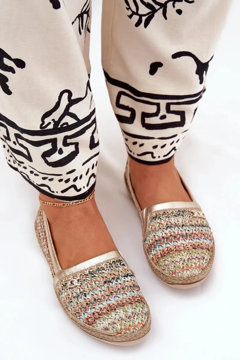 Espadryle Na Platformie>Zazoo Eleganckie Skórzane Espadryle Z Plecionką 10178 Multikolor Wielokolorowy