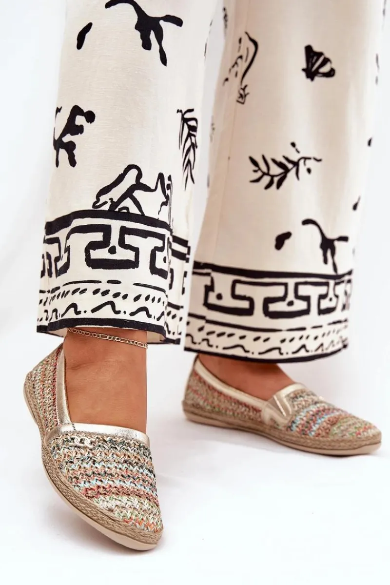 Espadryle Na Platformie>Zazoo Eleganckie Skórzane Espadryle Z Plecionką 10178 Multikolor Wielokolorowy