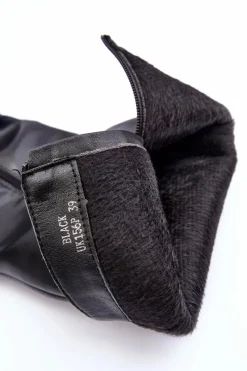 New Eleganckie Skórzane Kozaki Przed Kolano Na Słupku Czarne Felsha Damskie Kozaki Przed Kolano|Kozaki Na Obcasie